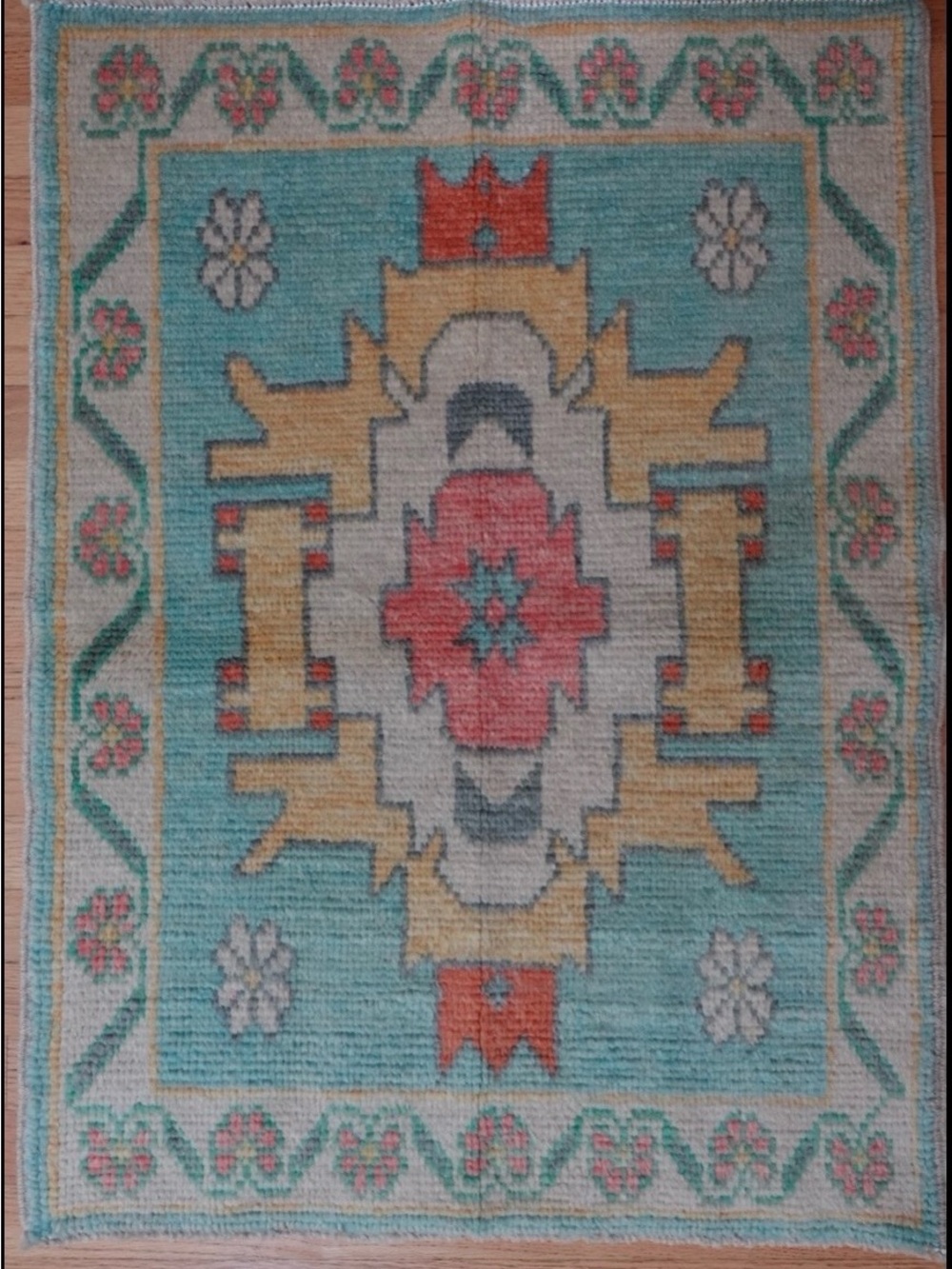 New Modern Turkish Oushak 100% Wool Rug